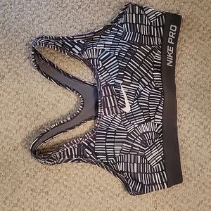NIKE Sports Bra Padded Grey Pattern